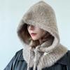 Korean Wool Balaclava Women's Autumn and Winter Windproof Warm Ear Protection Hat Scarf Integrated Knitted Woolen Hat