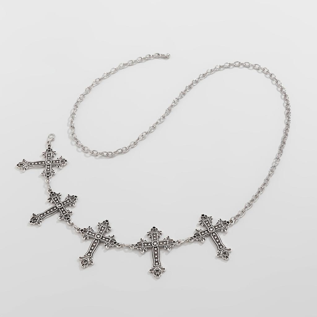 1pc Vintage Gothic Cross Waist Chain, Alloy Religious Symbol Hip Jewelry for Women, Easter Holiday Party Accessory, Daily & Party Wear, All-Season Fit