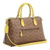Coach Коричневая холщовая сумка-портфель с желтой кожаной отделкой, трансформируемая, для повседневного использования