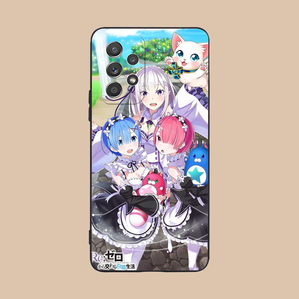 Чехол ReZero Rem Ram Матовый ТПУ для мобильного телефона Samsung Galaxy M55 54 42 35 34 33 32 23 22 15 14 13 12 F55 5G Цветная обложка