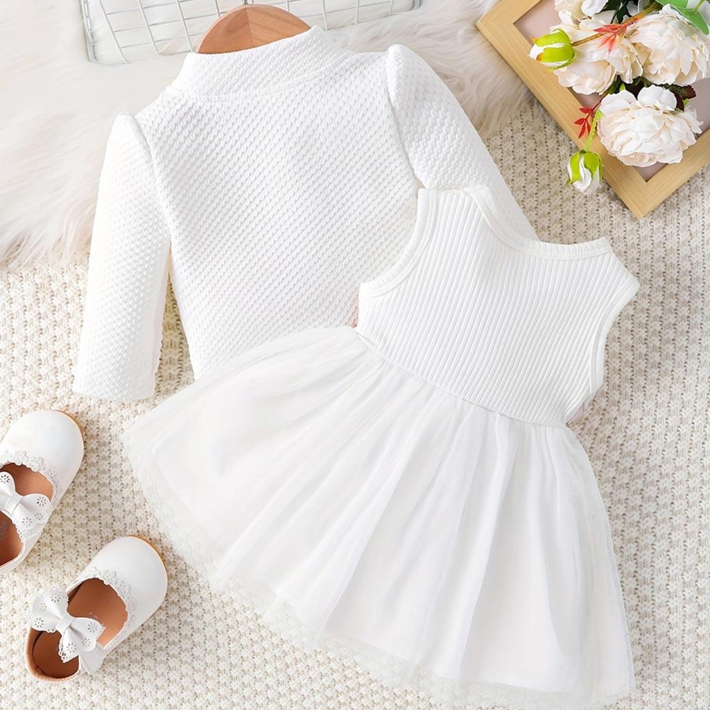 Детская одежда осенне-зимний стиль детское милое сетчатое платье с аппликацией однотонное клетчатое пальто комплект из двух предметов