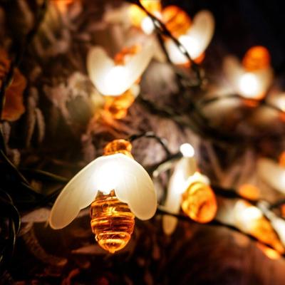 30LED пчелиные светодиодные гирлянды на солнечной энергии, рождественские гирлянды, гирлянды для праздничной вечеринки, садовый декор