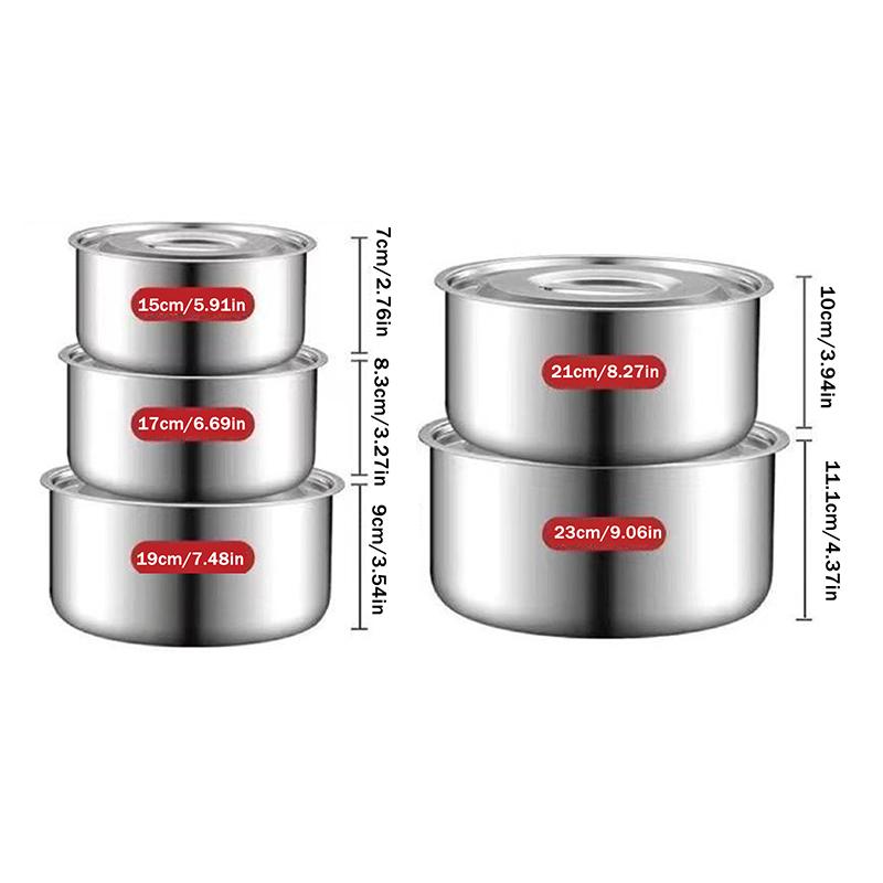 3/5 шт. Миска из нержавеющей стали с крышкой, миска для паровых яиц, универсальная, противоударная, металлическая миска для смешивания для домашней кухни