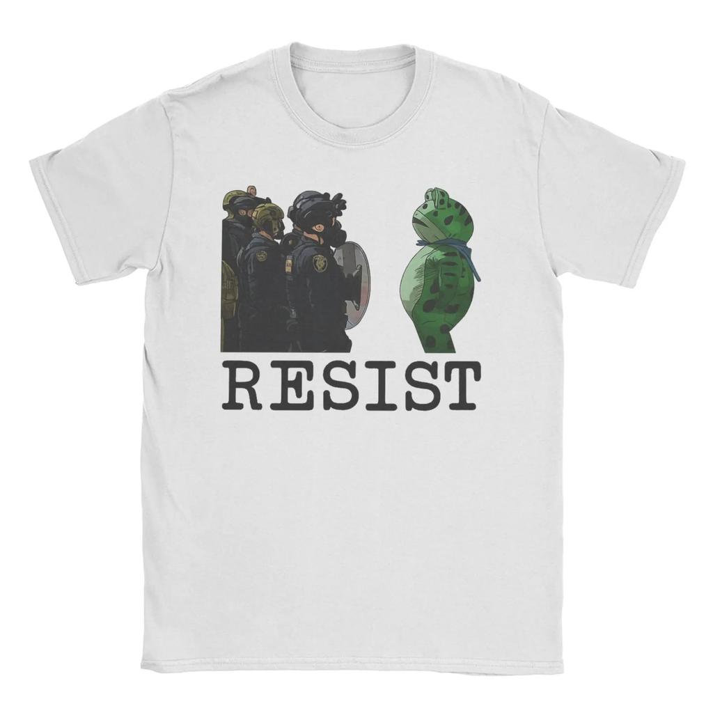 Забавные футболки с мемами Resist Portland Лягушка Rage Against The Machine Лягушачье искусство Хлопковая футболка с коротким рукавом Круглый вырез Одежда Унисекс