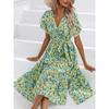 Women's Dress Summer Small Floral Slit V-neck Women's Clothing
