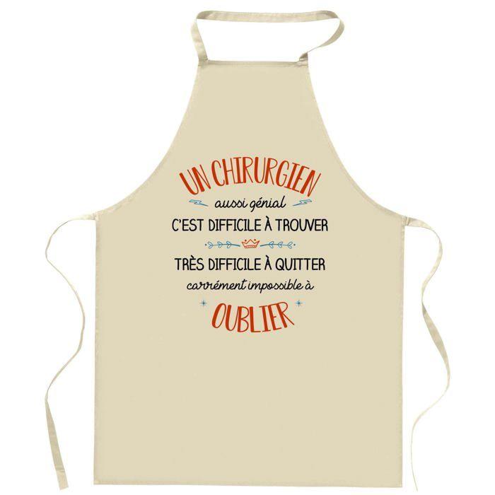 Tablier de cuisine - Planetee "Un chirurgien aussi génial" - Coton résistant - Impression humour Made in France - Liens ajustables