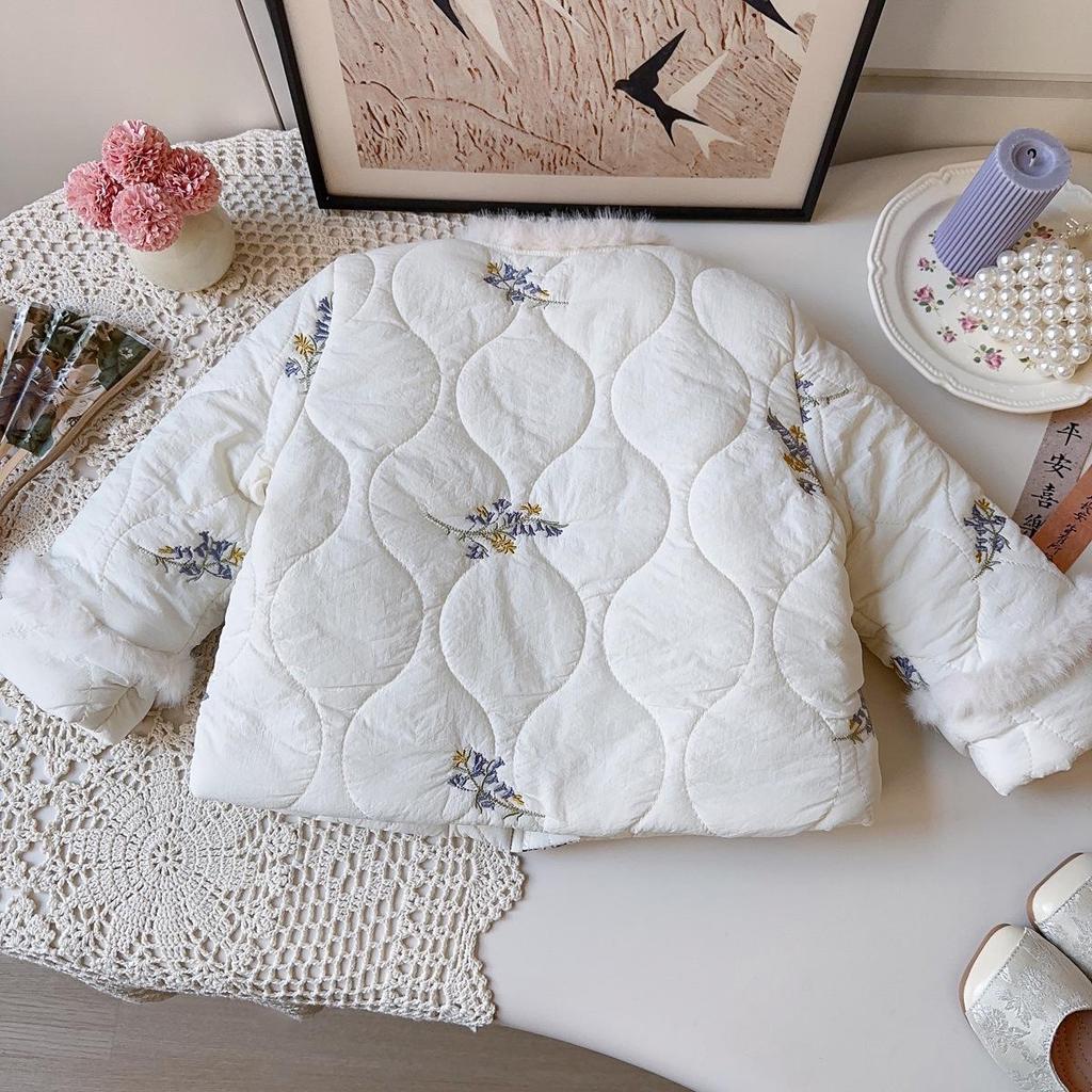 Зимняя хлопковая куртка в корейском стиле для девочек с меховой отделкой - BWB079