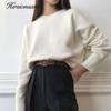 Hirsionsan Winter Oversized Sweater Women 2021 Elegant Knitted Basic Pullovers O Neck Loose Soft Female Cashmere Jumper