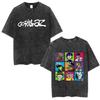 Washed Vintage Rock Band Gorillaz Face Graphic Tshirt Men Women Fashion Hip Hop Oversized T Shirt Mens Retro Gothic Streetwear