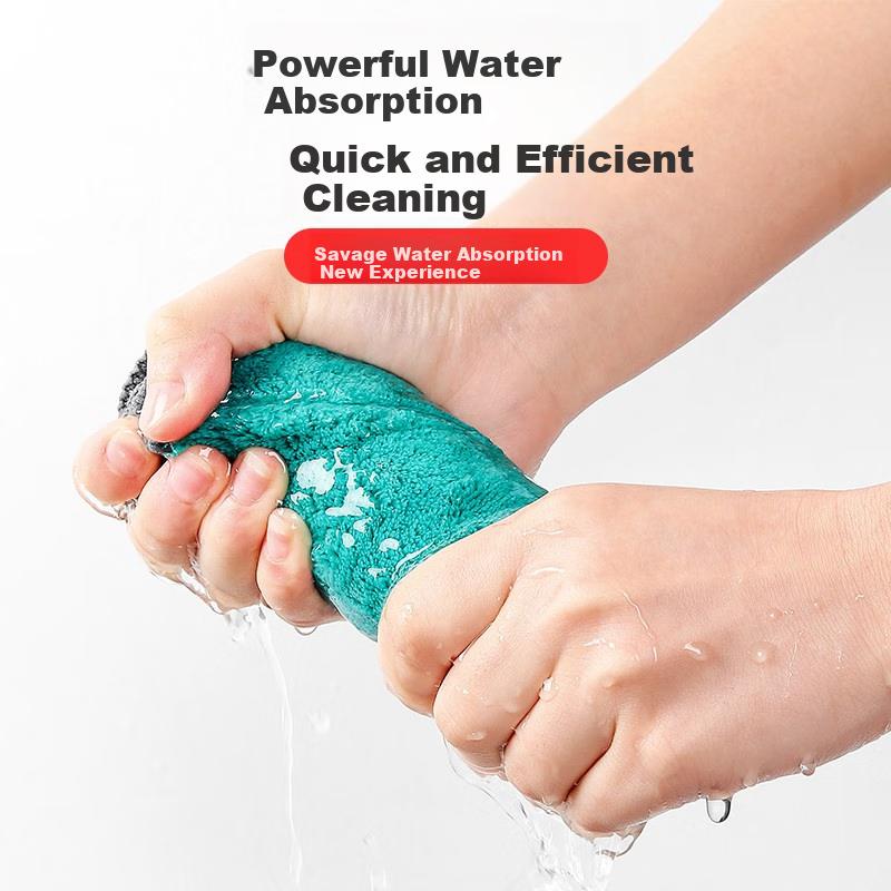 Cleaning Cloths, 30*40cm, Pack of 5, Polyester Cotton Fabric, Kitchen Stain Remover, Thickened Double-Sided Absorbent, Multi-Functional Scouring Pad