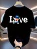 Мужская летняя футболка с принтом мишки LOVE, 100% хлопок, модная, спортивная и повседневная, свободная, с круглым вырезом, с коротким рукавом