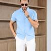Мужская рубашка с коротким рукавом, однотонная, в стиле business casual, для летней моды, не требует глажки, удобный и универсальный топ
