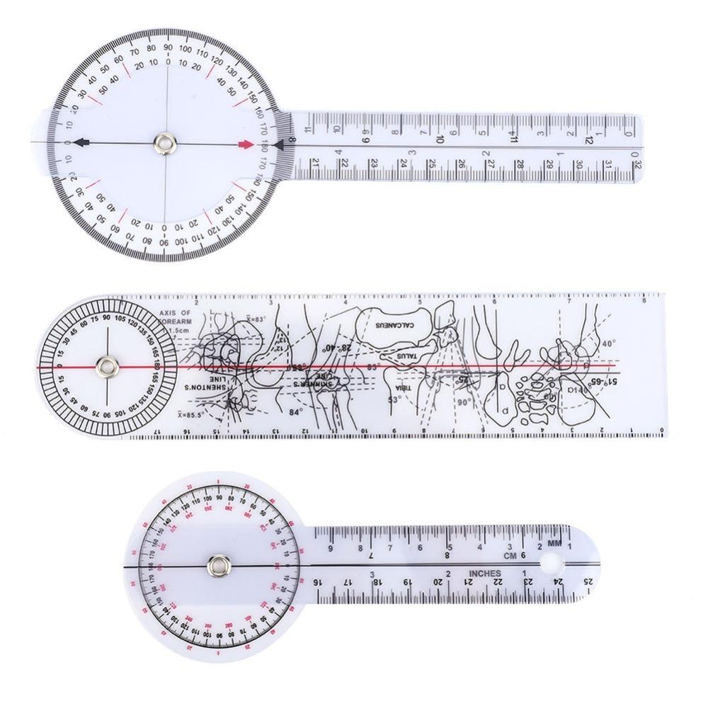 3pcs White Healthcare Goniometer 8inch 3-Piece Goniometer Kit Goniometer Set Physical Recuperation
