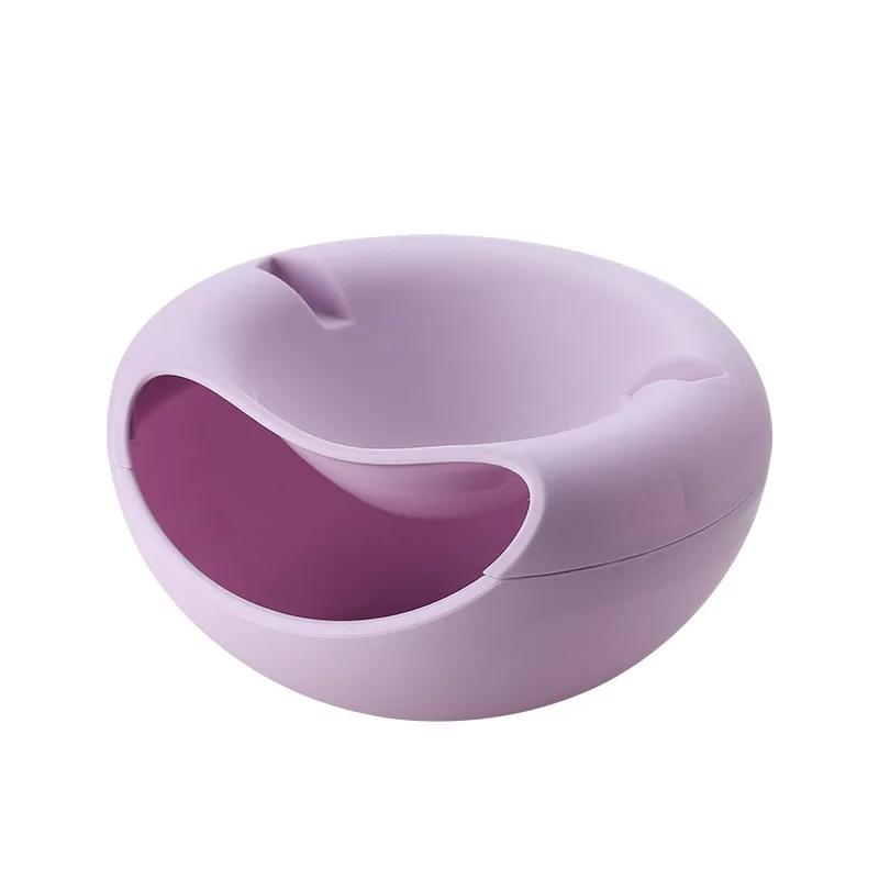 Lazy Snack Bowl Plastic Double-Layer Snack Storage Box Bowl Fruit Bowl and Mobile Phone Bracket Chase Artifact Plate Bowl