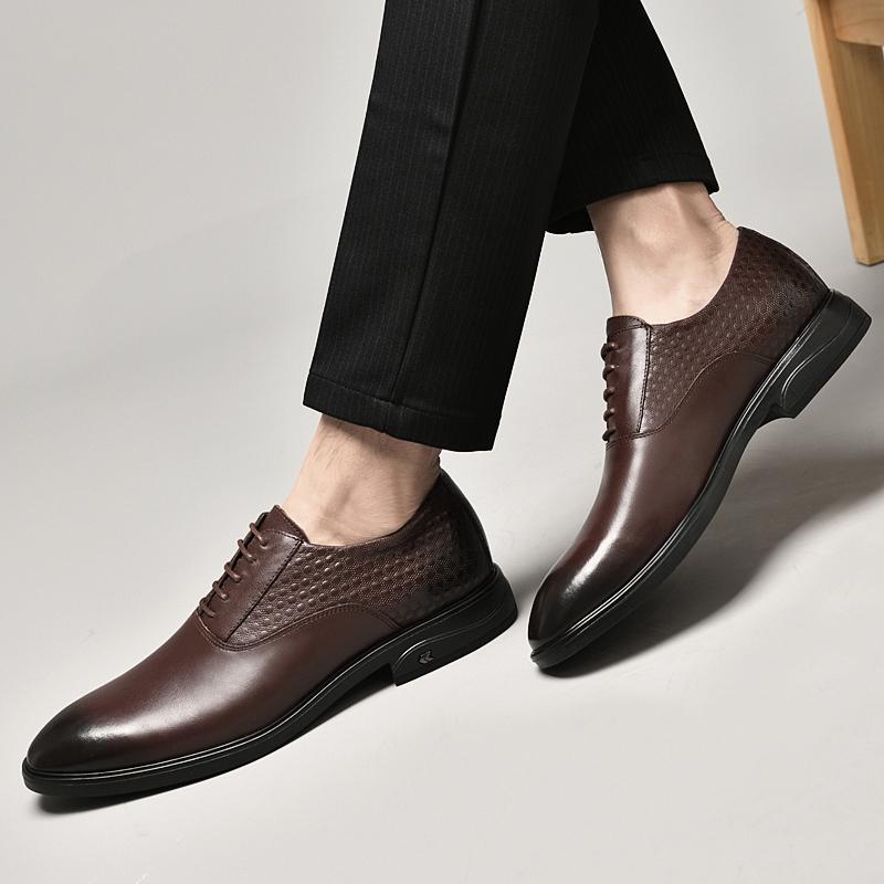 High Quality Brand Men Formal Shoes Men Oxford Genuine Leather Dress Shoes Fashion Business Men Shoes Pointed Wedding Shoes