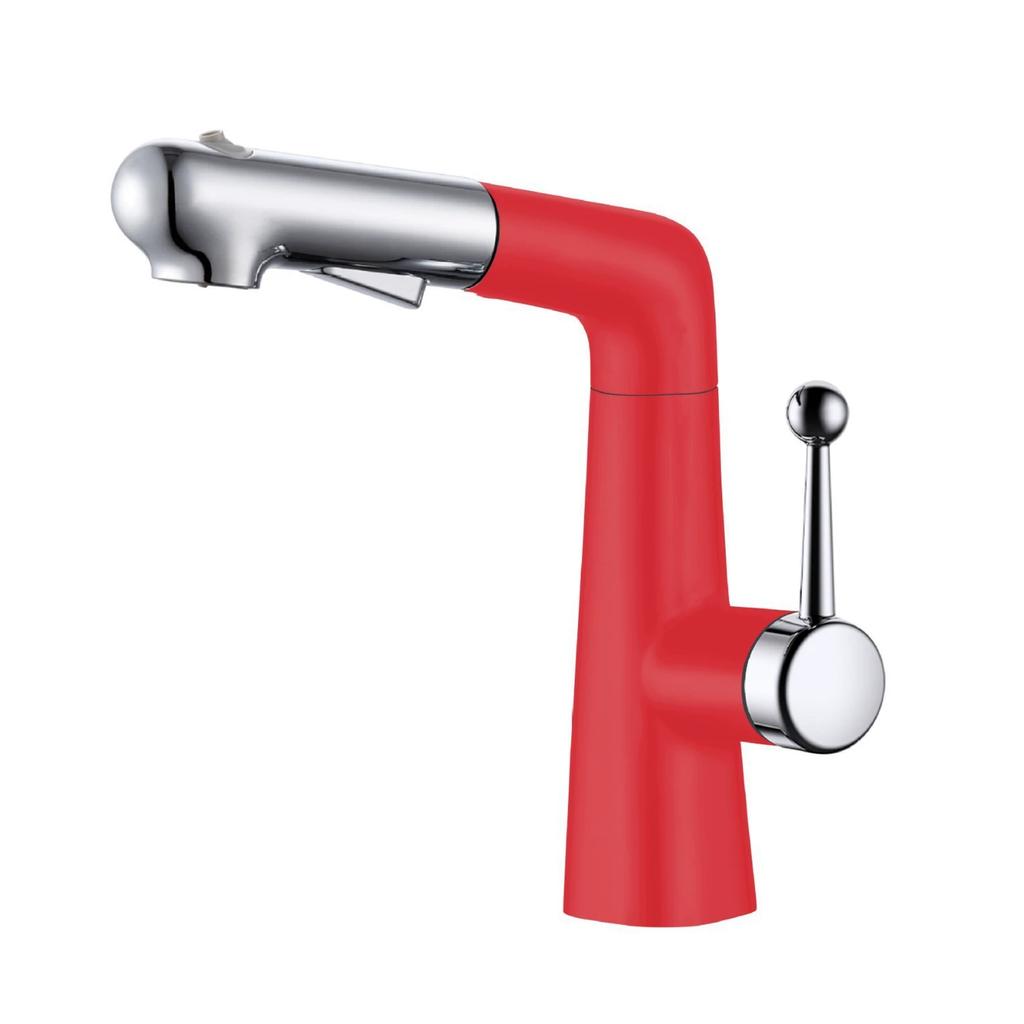 Adjustable Bronze Pink/Yellow Pull-out Bathroom Basin Faucet Splash-proof Rotating Cold And Hot Mixed Water Basin Faucet