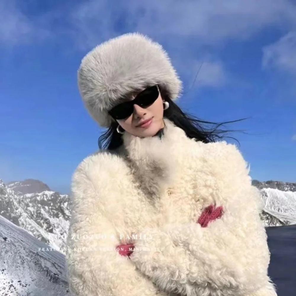 Осенне-зимняя женская шапка из меха лисы и искусственной норки, женская утолщенная теплая плюшевая панама