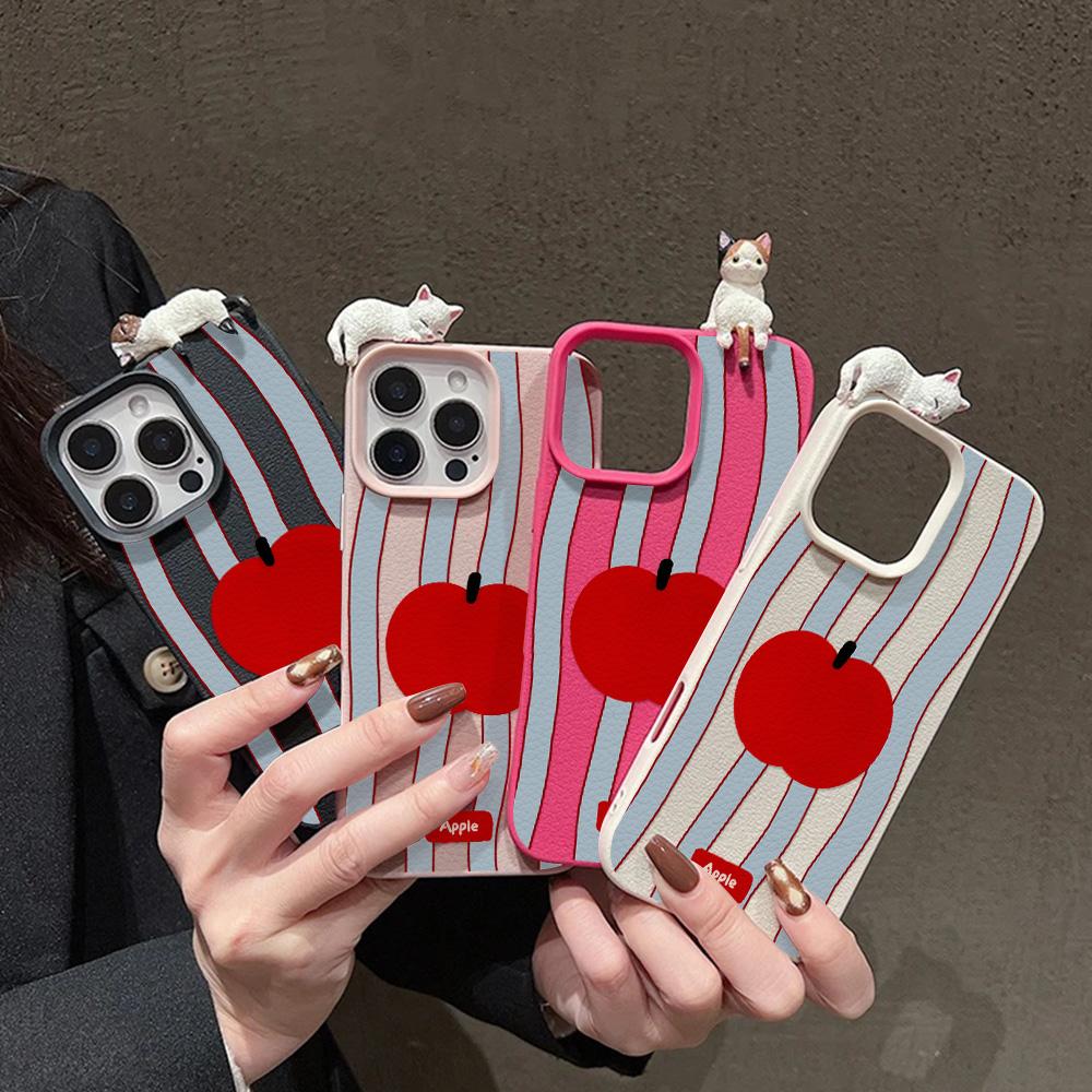 3D Чехол для телефона для iPhone 11 13 17 Pro Max 17 Air Case iPhone 13 15 16 Pro Max 12 14 Pro Max 14 15 Plus Милый 3D Котенок Мультяшный Кожаный