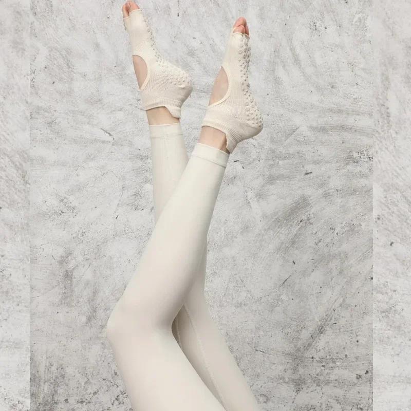 Силиконовые нескользящие носки для йоги, женские носки с открытой спиной, дышащие, без пальцев, для пилатеса, носки с пятью пальцами для тренировок в помещении, для танцев и спорта