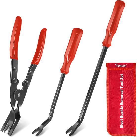 Keze 3 Pcs Auto Clip Pliers Set And Fastener Remover,Car Trim Rivet Removal Pry Tool Repair Kit With Storage Bag For Automotive Door