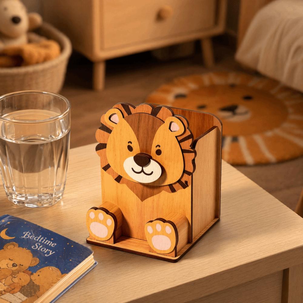 Wooden Material Spectacle Stand Hand Carved Pen Holder Rack Wooden Phone Display Stand  Home Use