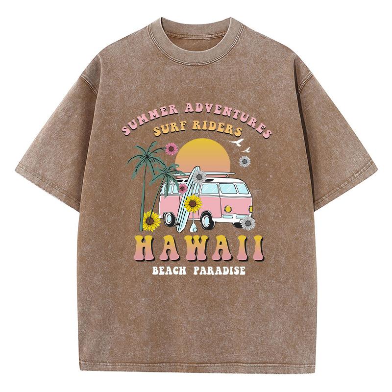 Summer Hawaii Beach Paradise Print T-Shirt Women Street Summer T Shirts Oversize Casual Short Sleeve Breathable T Shirt