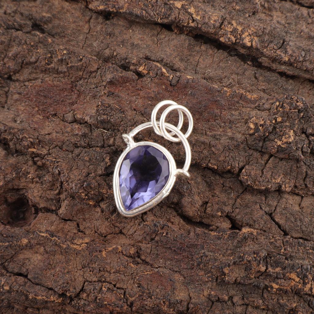 Иолит Драгоценный камень Стерлинговое серебро Подарок дочери Модный помолвочный кулон Ювелирное изделие PP-56-14