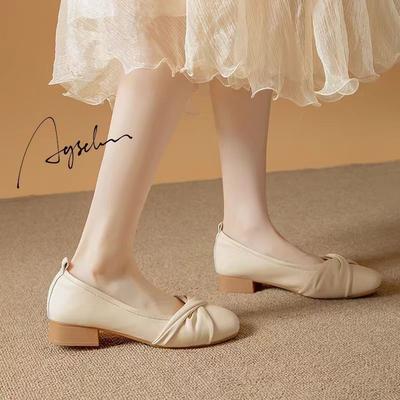 Женские туфли-лодочки на плоской подошве из мягкой кожи с квадратным носком, новинка осени, туфли Мэри Джейн, толстый каблук, туфли-бини для мамы