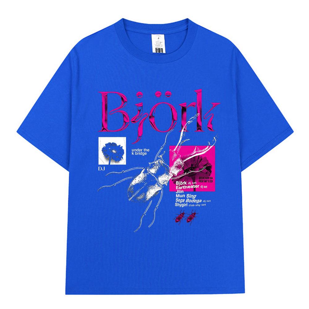 Bjork Music Singer Artist Graphic Print T Shirt Unisex Crew Neck Short Sleeve Casual Streetwear Fashion Tees Tops for Men Women Music Fans Concert