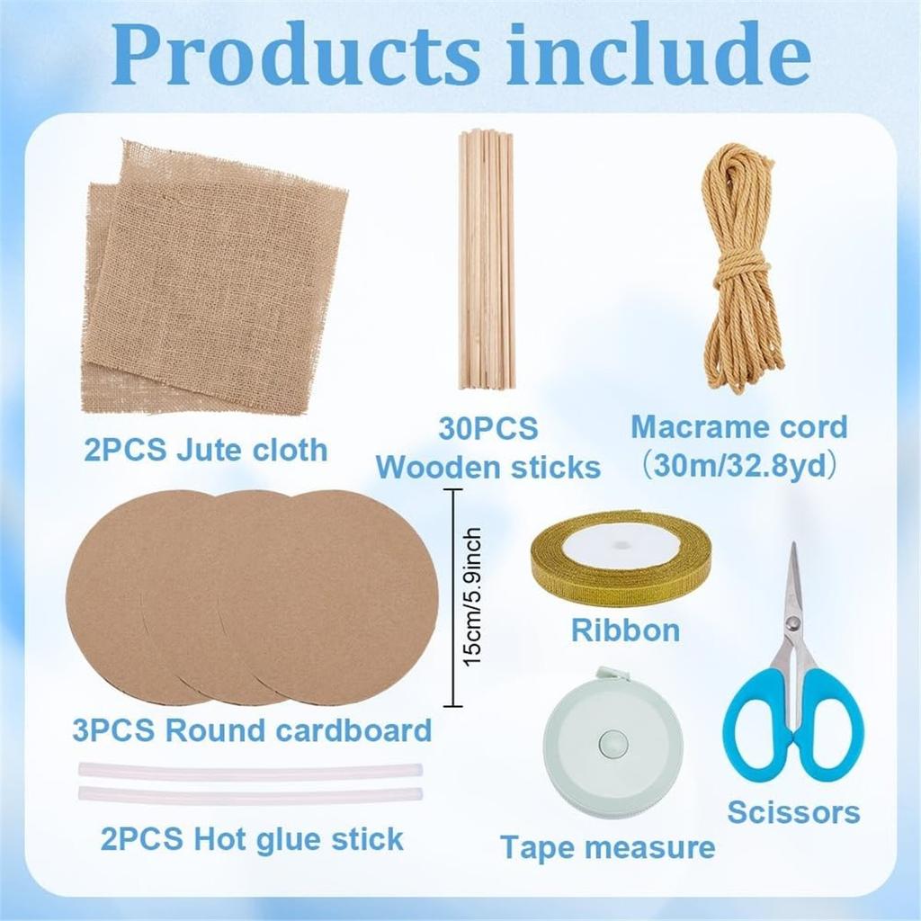 Macrame Woven Basket Kit DIY Macrame Kit for Beginners Basket Weaving Craft Supplies Baskets Weaving Project for Holiday