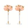 2pcs Acrylic Metal Vase, 18.89inch Tall Acrylic Flower Stand, Table Centerpiece Wedding Anniversary Party Birthday Event Christmas Halloween Decor