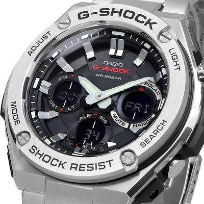 Мужские часы Casio G-Shock G-STEEL GST-S110D-1A, Полностью металлический корпус из нержавеющей стали, Tough Solar, Аналогово-цифровые, Структура Layer Guard, Водонепроницаемость 200 м