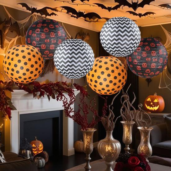 12 шт. Украшения для Хэллоуина, сотовые тыквенные шары-фонарики, бумажные веера, подвесные украшения, жуткий декор для дома, офиса, вечеринки