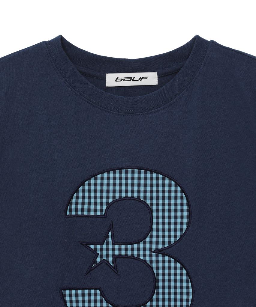 BAUF 3 Logo Check Slim Fit T-Shirt [Navy]