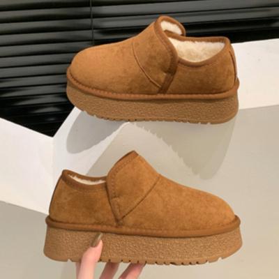 Замшевые женские зимние ботинки на платформе, теплые хлопковые туфли на высоком каблуке, модная нескользящая повседневная обувь для ходьбы, Botas Mujer