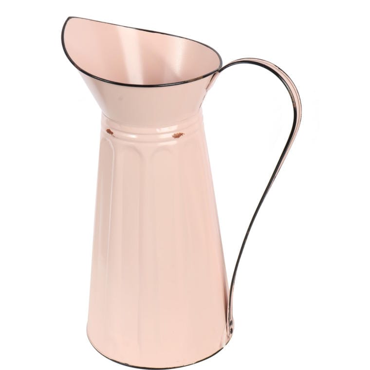Vintage Decorative Jug for Flowers in Powder Pink with an Aged Effect