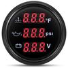52mm 3 in 1 Gauge Water Temp +Oil Pressure + Voltage Digital LCD Meter With Alarm Universal For Marine Boat Car Truck 12V 24V