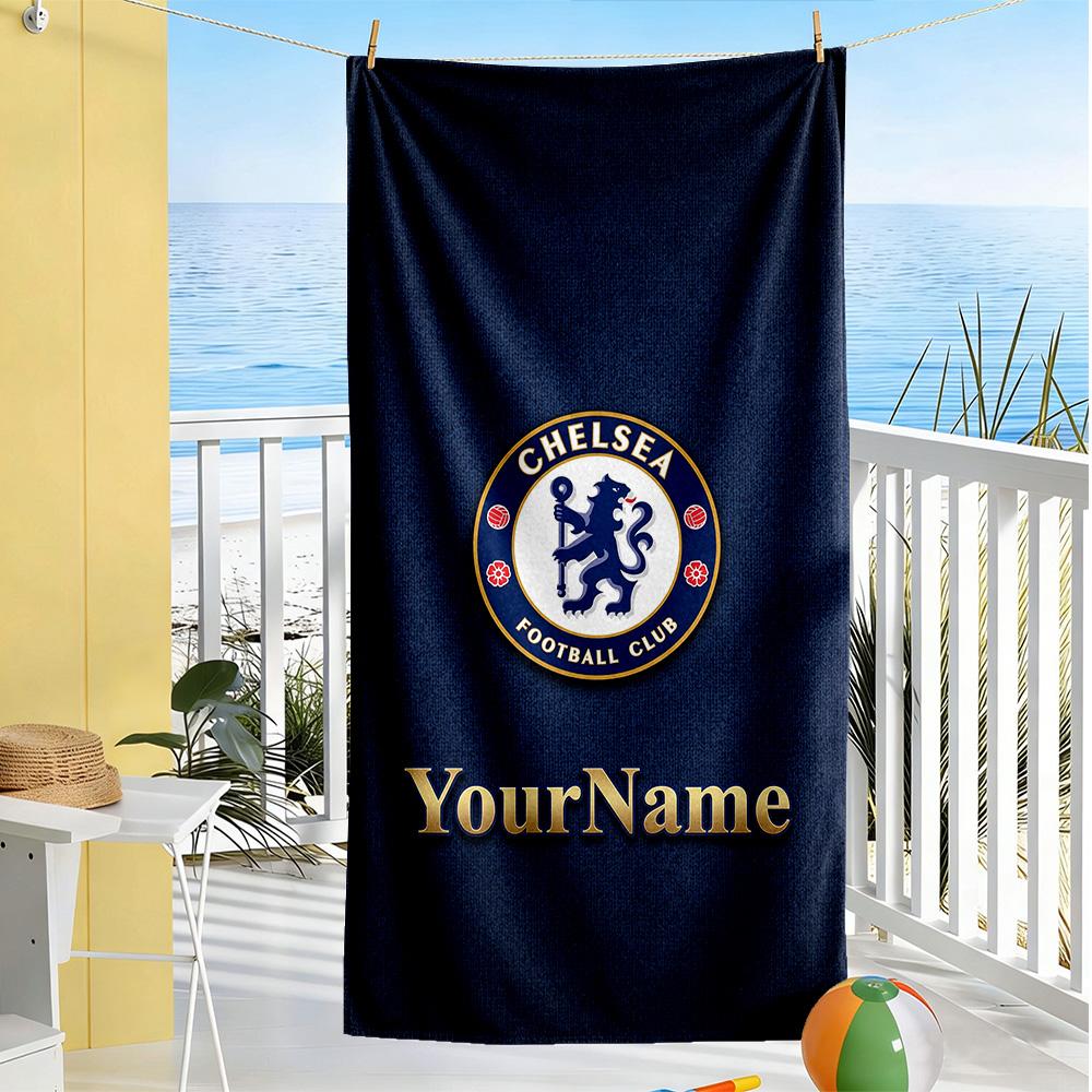 Chelsea Customize Text Beach Towel Soft Durable Quick-Dry Suitable for Swimming Gym Camping Yoga Vacation