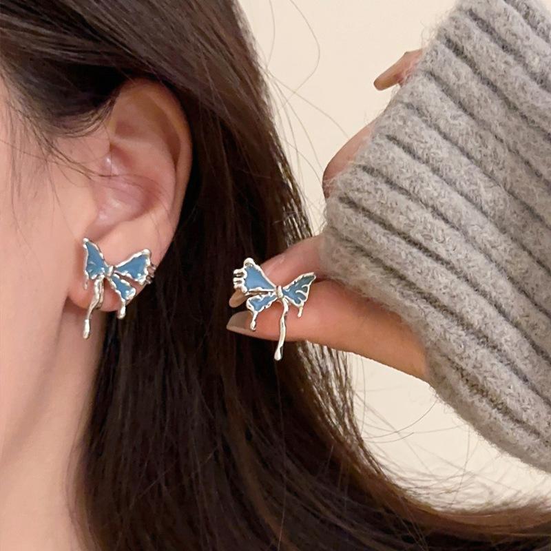 Необычные синие серьги-подвески в виде бабочек для женщин, минималистичный темперамент, модные украшения для вечеринок