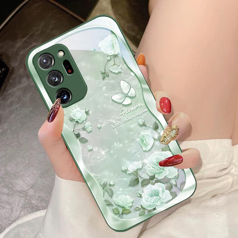 Пыльца ракушки-бабочки для Samsung Galaxy Note 8 9 10 PRO 20 Ultra A01 02 03 Core 04E 4G 12 13 5G Чехол для телефона из закаленного стекла