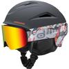 Odoland Ski Helmet and Snow Goggle Size Snowboard Glasses Flat Impact UV Adult L Set, Dial-Type Adjustment, Helmet, Compatible, Lens, Windproof,