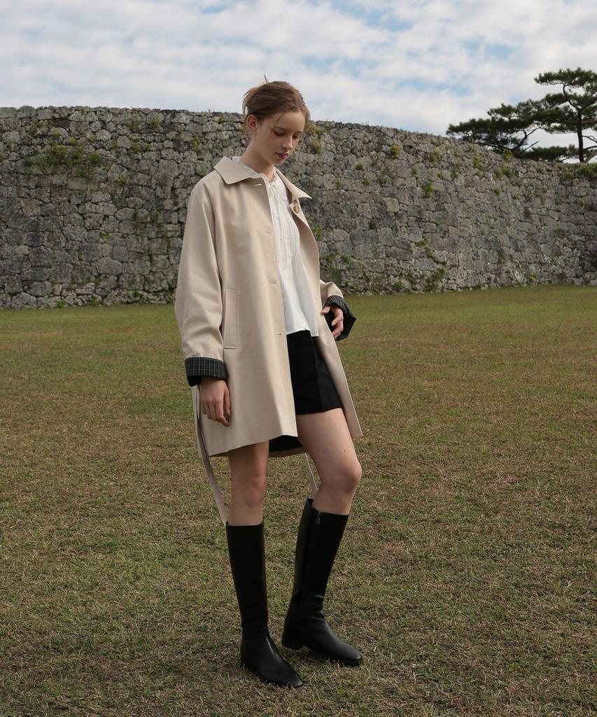 DEHEVE Point Half Trench Coat [Beige]