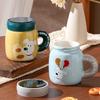 Мультяшная собака с крышкой, зеркальная чашка, большая емкость, термостойкая керамическая чашка, набор кружек для дома для девочек