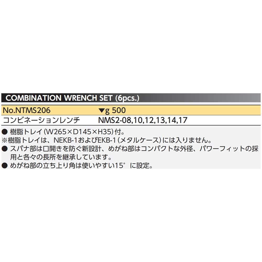 Набор комбинированных гаечных ключей Kyoto Machine Tool Nepros NTMS206 (КТК)