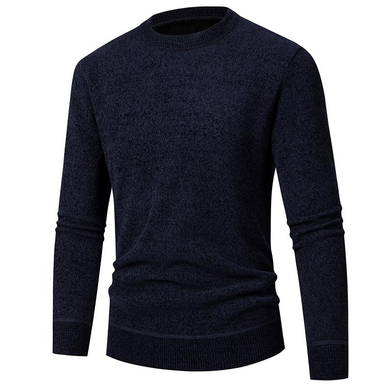 Зимний мужской свитер в стиле business casual с круглым вырезом и длинными рукавами, плюшевая нижняя рубашка