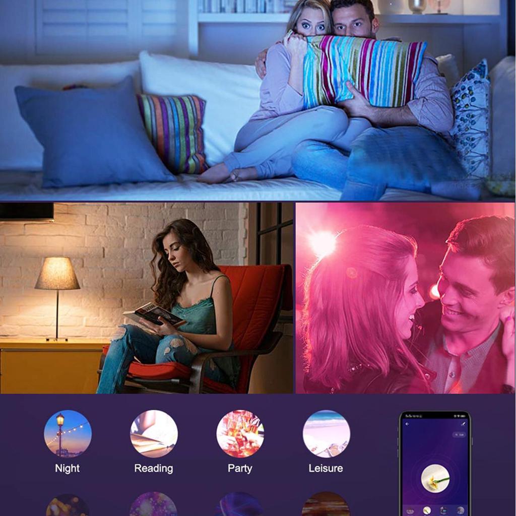 Умная лампа, полноцветная светодиодная лампа с регулируемой яркостью, Wi-Fi, совместимая с Alexa/Google Home E27, 1–5 шт.