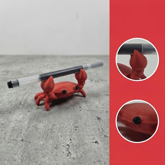 Nostalgie 3D Printed Crab Pen Holder, Cute Portable Cartoon Desk Organizer, Practical Home Decor Stationery Stand Figurine