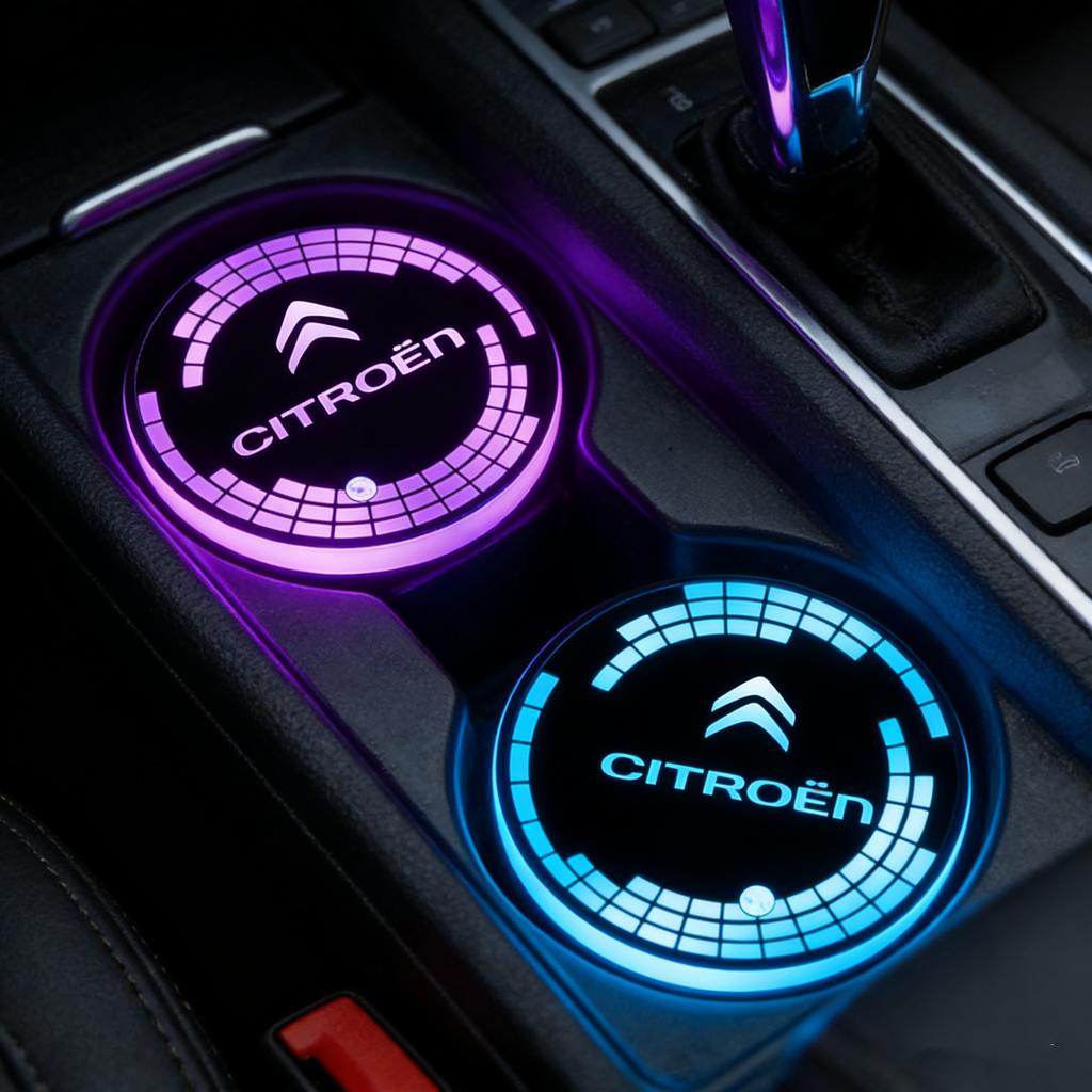 LED Car Interior Cup Holder Mat Coaster Light Drinks Pad for Citroen C2 C3 C5 C8 Berlingo Xsara DS3 DS4 DS5 Auto Accessories zm8