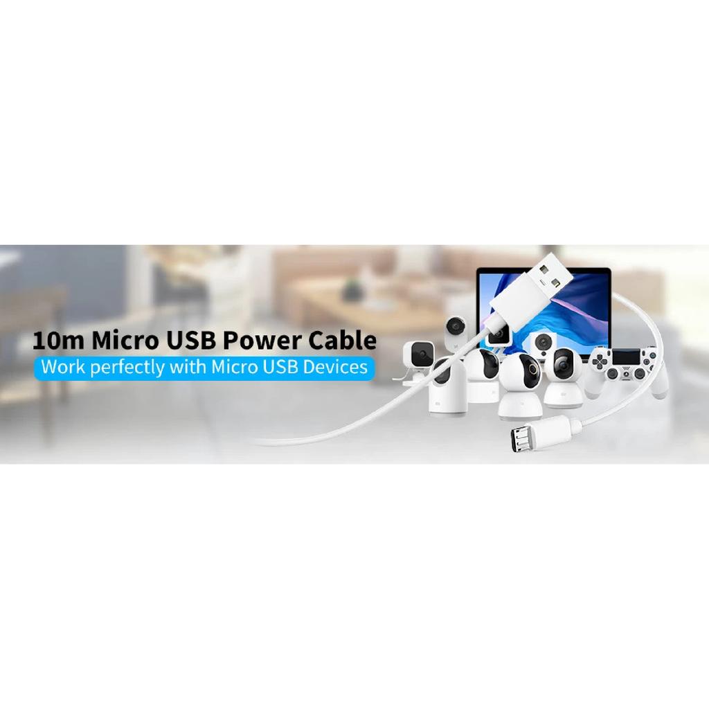 Кабель-удлинитель Micro USB 3~13 м для камеры безопасности Xiaomi MI 360 ° Home Safety Camera 2K Pro, MI 360 ° (1080P) кабель для зарядки камеры видеонаблюдения