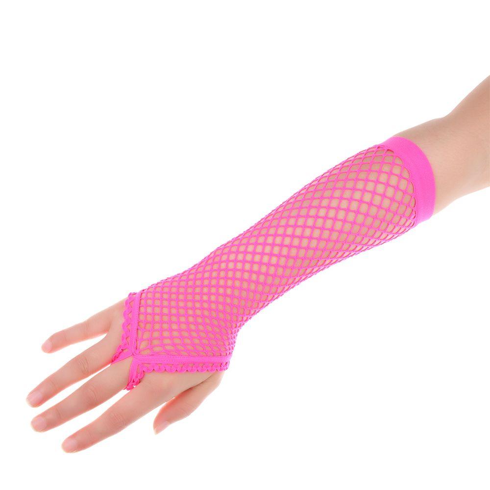 Party Girl Solid Performance Dance Mesh Fishnet перчатки Перчатки без пальцев Длинные перчатки Кружевные варежки